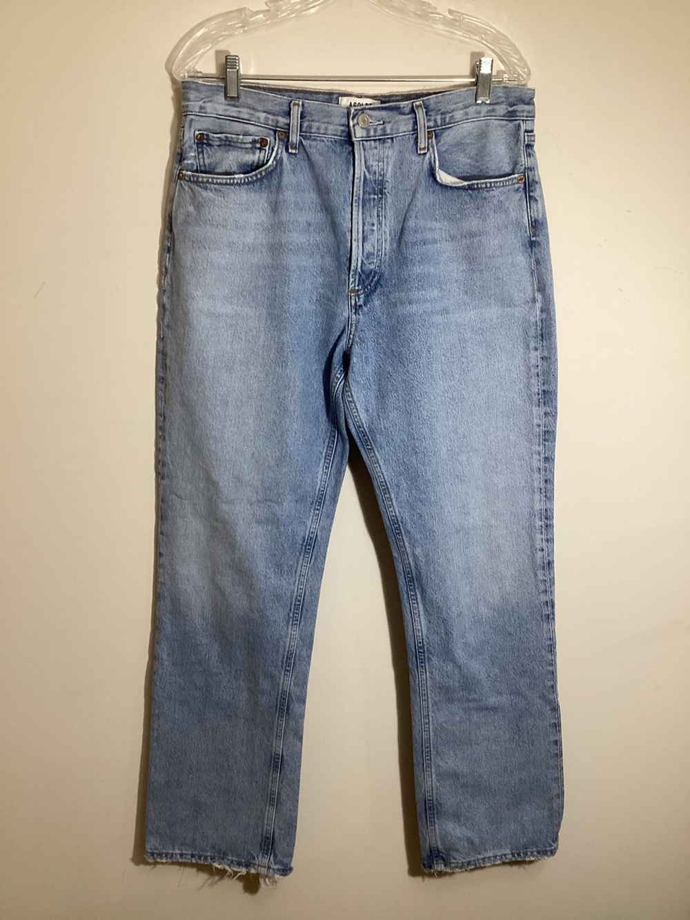 Agolde Womens 30 light Blue Straight Leg Jeans Button Fly LANA High Waist
